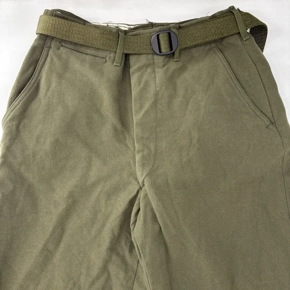 WWII U.S. Army Field Trousers w Belt Wool OD 33 - 18 oz Button‎ Fly Small 30x30